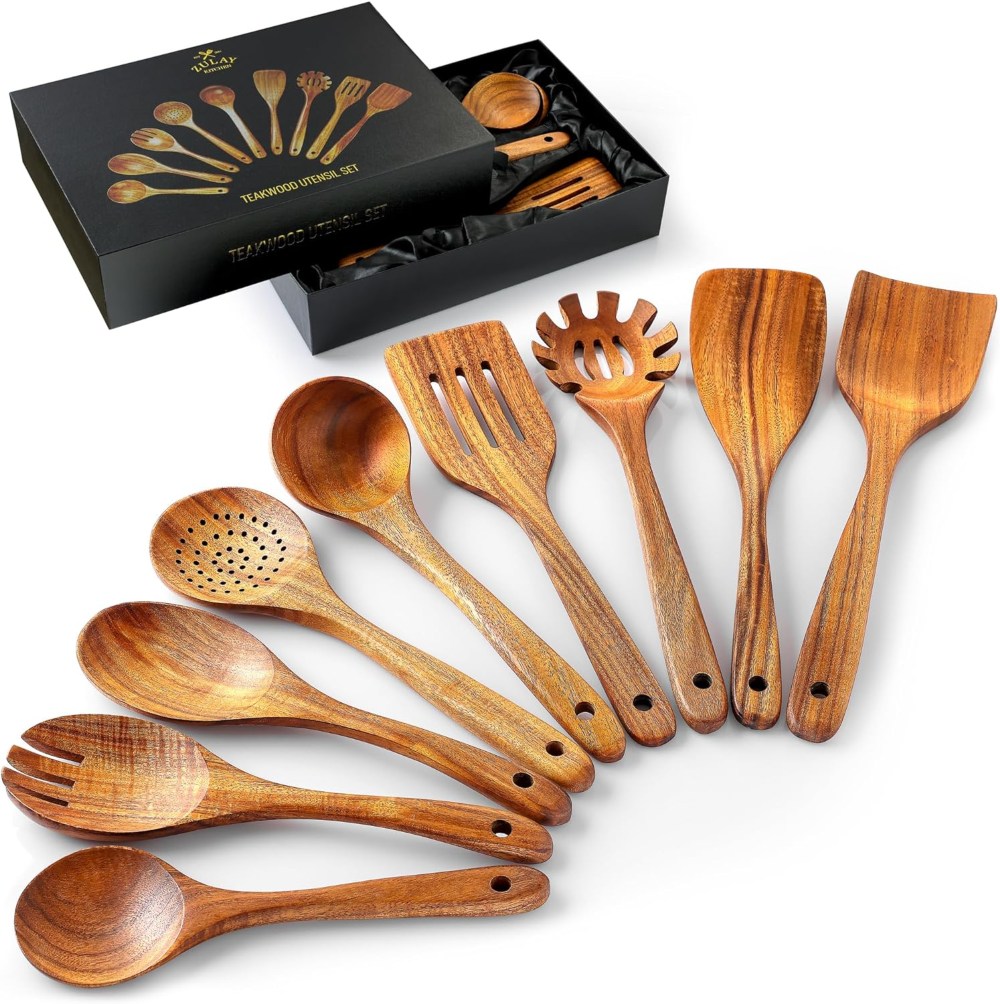 zulay kitchen wooden utensil set - multitasks