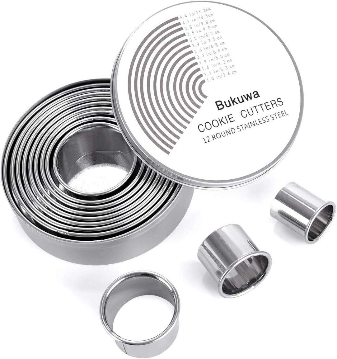 Bukuwa Round Cookie Biscuit Cutter Set
