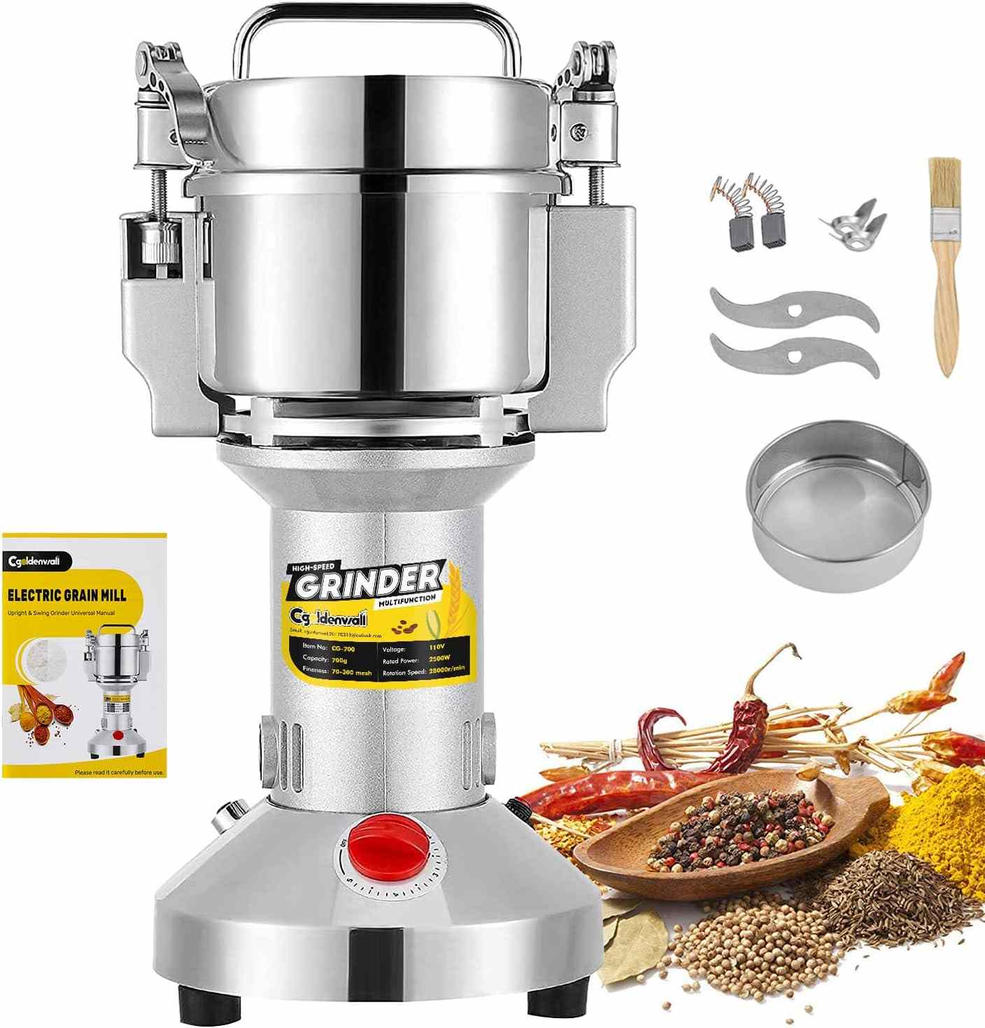 CGOLDENWALL Safety Upgraded Electric Grain Grinder