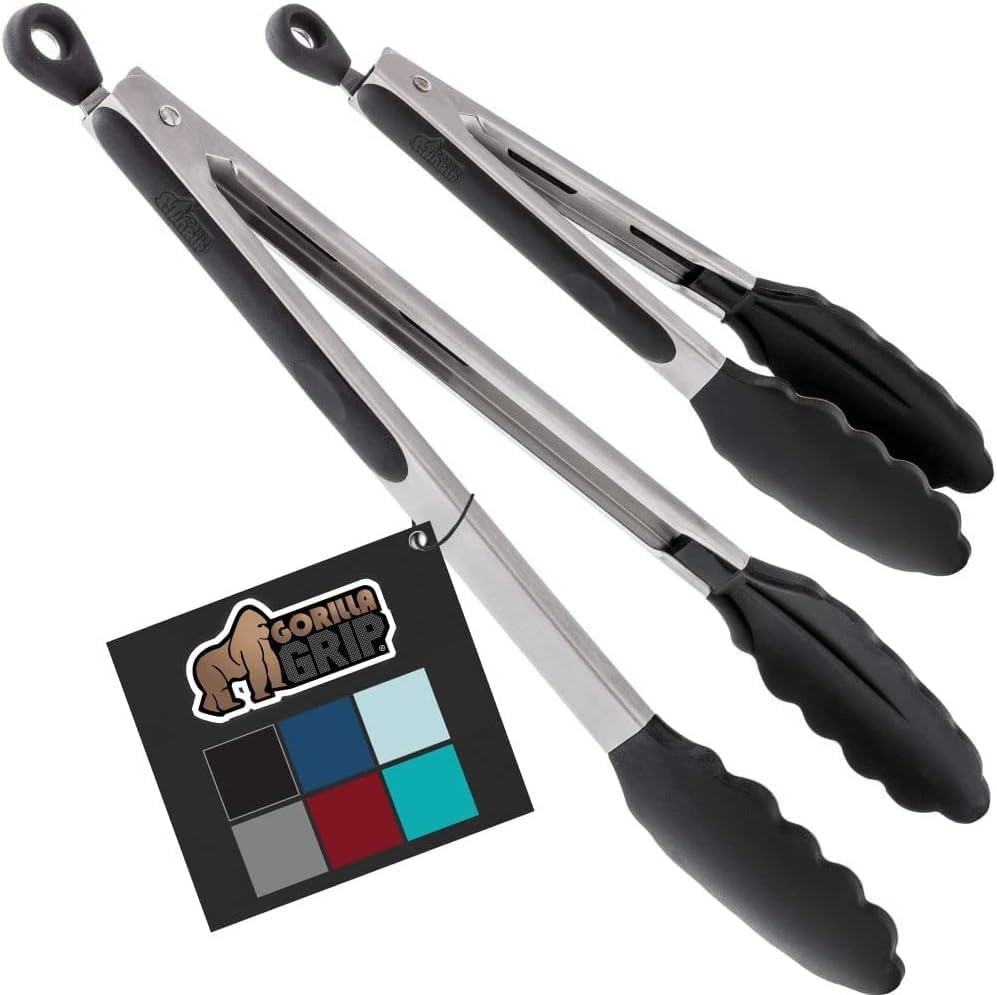 Gorilla Grip Stainless Steel BBQ Kitchen Tongs