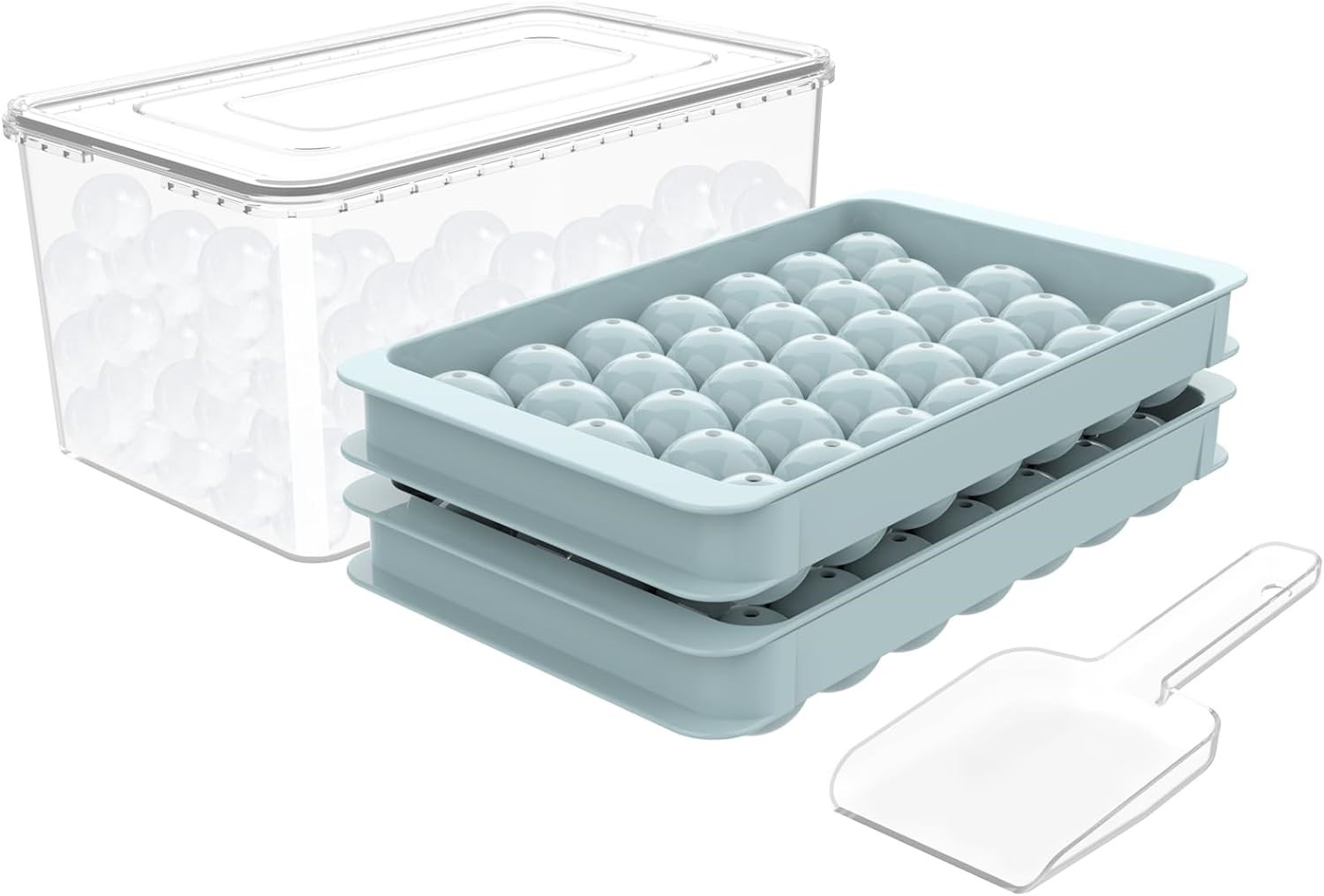 WIBIMEN Ice Cube Tray for Freezer with Round Ice Cube Mold