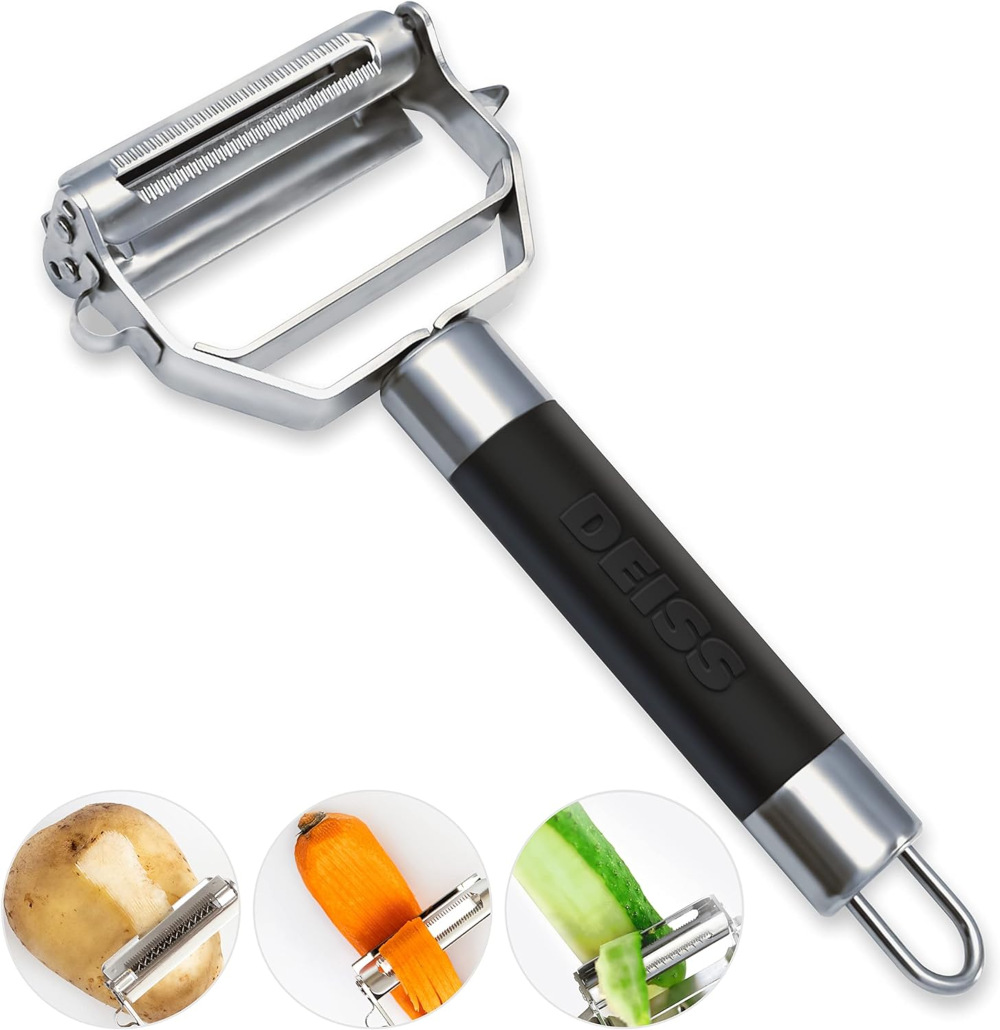 deiss pro dual julienne peeler - non-slip handle