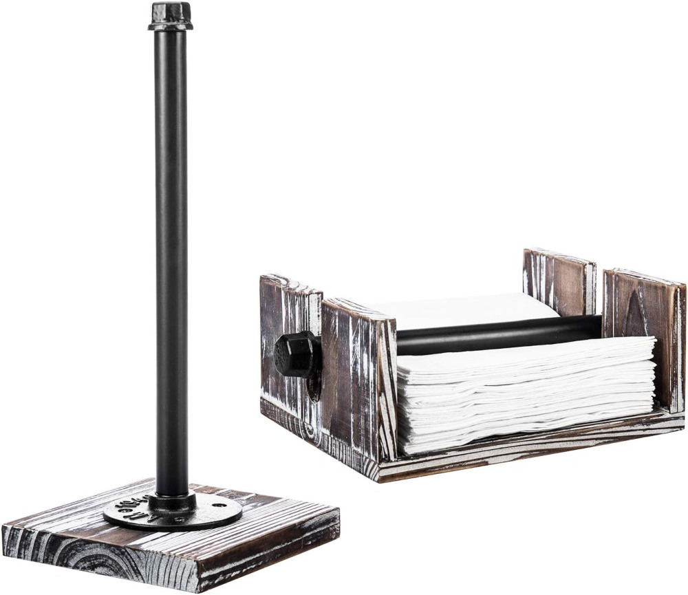 mygift paper towel and napkin holder - metal