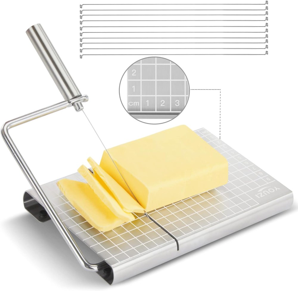 youzi stainless steel cheese slicer - clear & precise grid scale line